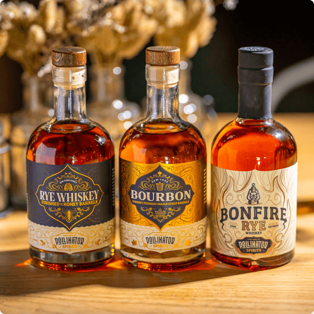 Whiskey trio set with artisanal rye and bourbon from Catskill Provisions