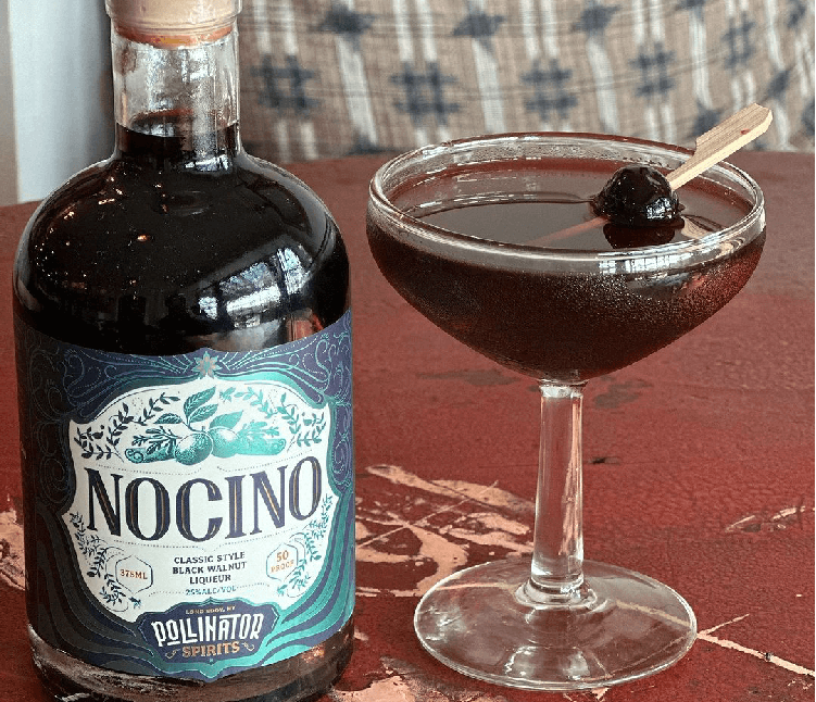 Velvety Nocino liqueur paired with a handcrafted cocktail of honey and spice